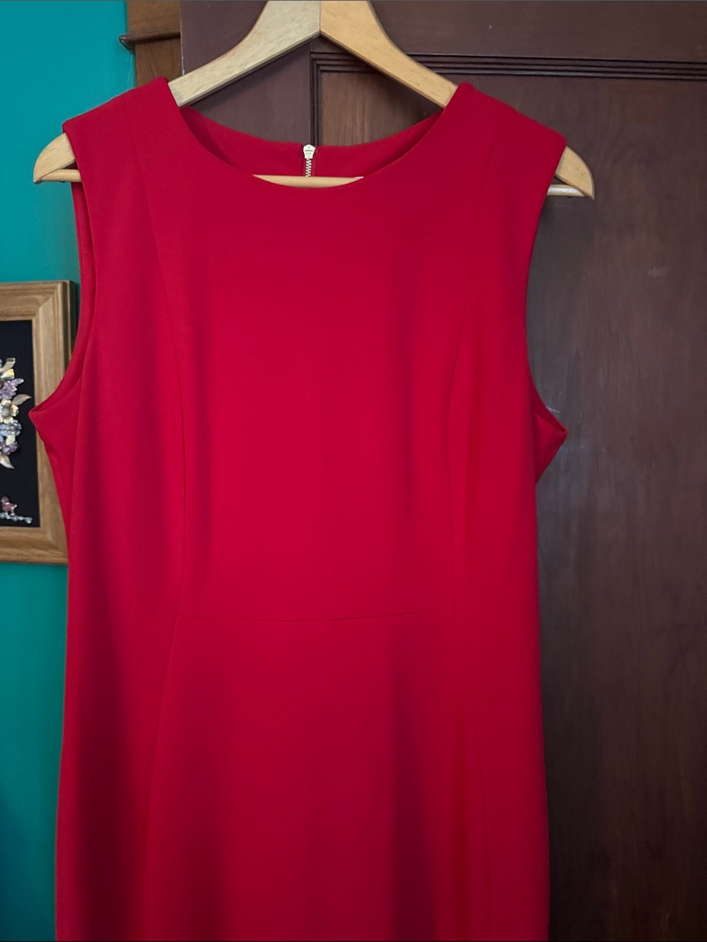 💋❤️💃🏻Calvin Klein Vibrant Red High-Low Sheath Dress - Picture 6 of 8